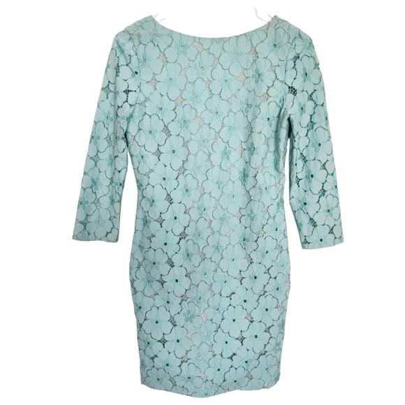 Diane Von Furstenberg Lace Mini Floral Dress 0 Mint Green Wedding Party Cocktail - Picture 2 of 11